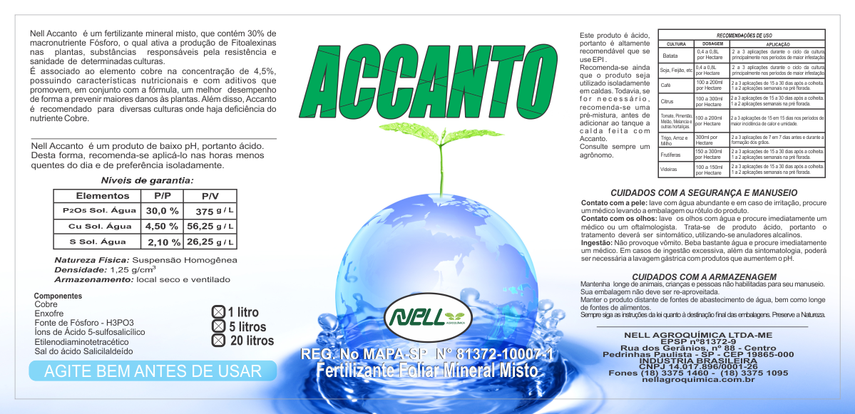 Accanto Fertilizante Foliar Mineral Misto Nellagroquímica